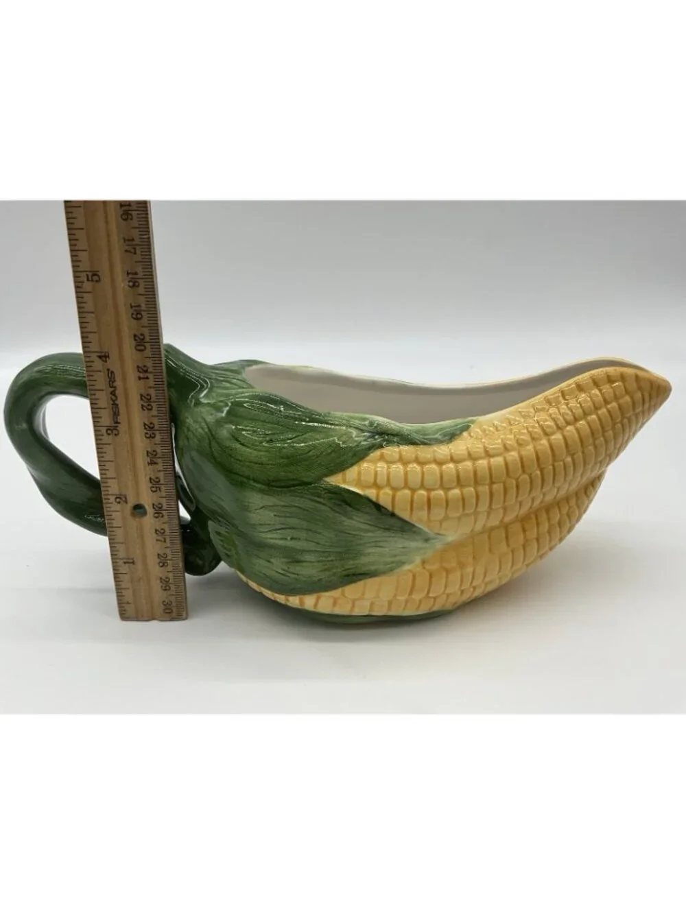 Samware Vintage Majolica Yellow Corn Gravy Boat and Underplate Retro 1970's 1980